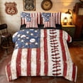 thumbnail image 1 of Manfei Baseball Sport Full Size Bedding Sets, Grunge American Flag Full Size Bed in a Bag, Red White Blue, Black Reversible 7-Piece, 1 of 6