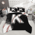 thumbnail image 1 of Manfei Baseball Sport Full Size Comforter Sets 3-Piece for Kids Teens, Black White Bedding Comforter Set, Monogrammed Letter K Bedding Sets, Microfiber Bedroom Decor, 1 of 8