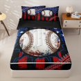 thumbnail image 1 of Manfei Baseball Zipper Twin Comforter Sets with Fitted Sheet and 2 Pillowcases,Rustic Usa Flag Zipper Bedding Set,Red Black Stripes Decor,Black Reversible,4pcs, 1 of 8