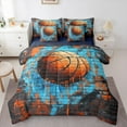 thumbnail image 1 of Manfei Basketball Graffiti 7-Piece Twin Bedding Sets,Teens Sport Bedding Comforter Set,Orange Blue Sheet Sets For Boys,Luxury Bedroom Decor Reversible, 1 of 8
