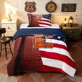 thumbnail image 1 of Manfei Basketball Initial E Twin Comforter Sets, American Flag Sport Bedding Set, Brown Red White, Navy Reversible 2-Piece, 1 Comforter and 1 Pillowcase, 1 of 6