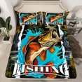 thumbnail image 1 of Manfei Bass Fish 4pcs Bed Sheets,Fishing Hunting King Sheets,Green Camouflage Super Cozy Sheet Set,Rustic Bedroom Decoration, 1 of 6