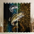 thumbnail image 1 of Manfei Bass Fish Black Out Curtains,Fishing Hunting Curtains Pack of 2 (42x63 Each),Gradient Ombre Bedroom Curtains,Rustic Bedroom Decoration, 1 of 6