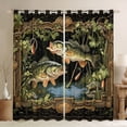 thumbnail image 1 of Manfei Bass Fish Curtains and Drapes,Green Brown Black Out Curtains,Fishing Hunting Curtains Pack of 2 (52x63 Each),Teenagers Bedroom Decor, 1 of 6