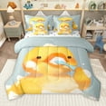 thumbnail image 1 of Manfei Bathing Yellow Duck 7pcs Bedding Comforter Set for Preppy Children Kids,Cartoon Animal Queen Bedding Sets Super Cozy,Yellow White Queen Sheet Sets,Super Cozy Room Decor,Reversible, 1 of 8