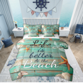 thumbnail image 1 of Manfei Beach Marine Bed in a Bag Queen size, Lodge Cabin Bed Set, Seashell Starfish Reversible Bedding Queen Size, Breathable Bedroom Decorative, 7pcs, 1 of 6