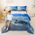 thumbnail image 1 of Manfei Beach Ocean Sea Turtle Full Size Comforter Sets for Kids Boys and Girls, Coastal Animal Bedding Sets, Reversible 3-Piece, 1 Comforter and 2 Pillowcases, 1 of 6