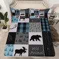 thumbnail image 1 of Manfei Bear Deer 4 Pieces Queen Sheet Sets,Geometric Buffalo Ultra Soft Flat Sheet,Woodland Wildlife Queen Fitted Sheet,Animal Bedroom Decoration, 1 of 6