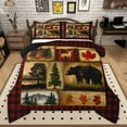 thumbnail image 1 of Manfei Bear Deer Boy Girl 3-Piece Full Size Comforter Sets,Jungle Woodland Animal Bedding Comforter Set,Geometric Plaid Grid Lightweight Bedding Sets,Breathable Home Decor,Reversible, 1 of 8