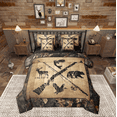 thumbnail image 1 of Manfei Bear Deer Slihouette 7-Piece Bedding Comforter Set,Jungle Animal King Bedding Sets,Rustic Mallard Duck Bed Sheets For Boys Kids,Microfiber Bedroom Decor Reversible, 1 of 8