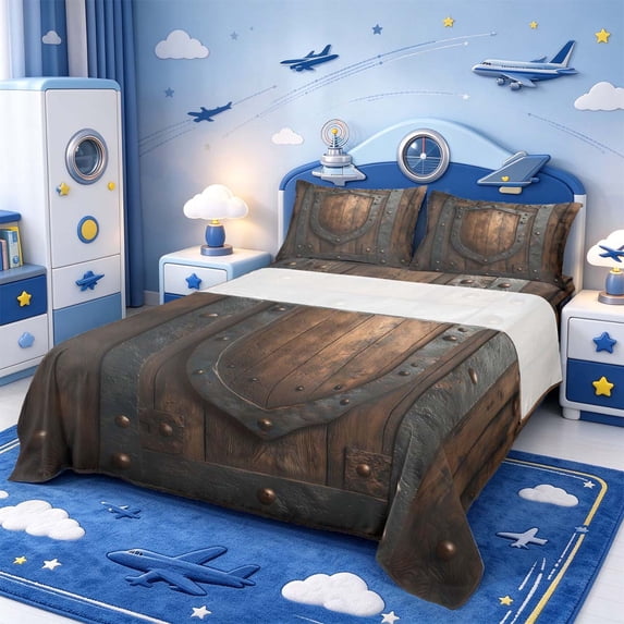 Manfei Beautiful Door Bed Sheets,Shield Print Full Size Sheets,1 Flat ...