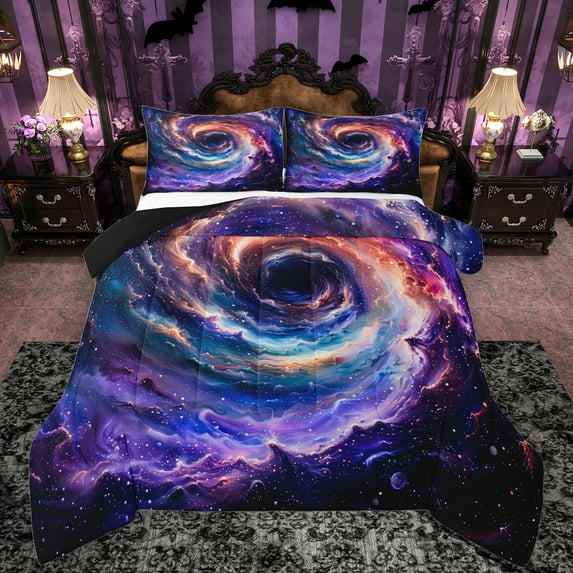 Manfei Beauty Colorful Galaxy Bedding Comforter Set,Starry Sky Twin Comforter Sets,Modern Aesthteic Art Bedding Set For Girls Kids,Microfiber Bedroom Decor Reversible,2pcs