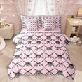 thumbnail image 1 of Manfei Black Ballet Shoes Bow Print Bedding Comforter Set for Girls, Elegant Ribbon Bows Full Bedding Set, Pink Reversible, 7-Piece, 1 of 7