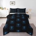 thumbnail image 1 of Manfei Black Blue Damask Comforter Set Twin Size for Boys Girls,Halloween Skull Skeleton Bones Twin Comforter Sets Microfiber for Kids Teens Adult,Gothic Spooky Bohemian Breathable Bedding Set, 1 of 8