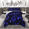 thumbnail image 1 of Manfei Black Blue Square Full Size Comforter Sets for Boys, Rectangle Geometric Bedding Comforter Set, Futuristic Abstract Reversible Bedding Sets, Lightweight Room Decor, 3 Pieces, 1 of 8