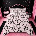 thumbnail image 1 of Manfei Black Bow Heart Full Size Comforter Sets For Girl,Coquette Ribbon Bowknot Bedding Sets For Kids,Colorful Stars Reversible,3pcs, 1 of 7