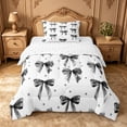 thumbnail image 1 of Manfei Black Bowknot Polka Dot Twin Comforter Sets For Girls,Girly Bow Pattern Bedding Set,Reversible,2-Piece, 1 of 7