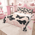 thumbnail image 1 of Manfei Black Butterfly Bed Sheets Set King Size for Girls Women, Vintage Rose Floral Bedding Sets King Size, Baroque Mandala Top Sheet, Breathable Bedroom Decor, 4-Piece, 1 of 7