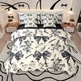 thumbnail image 1 of Manfei Black Cartoon Bowknot 7-Piece Bedding Comforter Set for Kids, Western Rustic Plant King Bedding Sets, Vintage French Style Reversible Bed Sheets, Luxury Bedroom Decor, 1 of 8