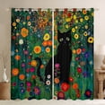 thumbnail image 1 of Manfei Black Cat Black Out Curtains for Kids Children,Colorful Flowers Curtains Pack of 2 (42x63 Each),Cartoon Animal Bedroom Curtains,Super Cozy Room Decor, 1 of 6