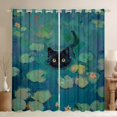 thumbnail image 1 of Manfei Black Cat Black Out Curtains for Kids Children,Nature Floral Lotus Curtains Pack of 2 (42x63 Each),Cartoon Animal Bedroom Curtains,Super Cozy Room Decor, 1 of 6