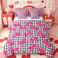 thumbnail image 1 of Manfei Black Classic Checkered 7-Piece King Bedding,Chic Bow Tie King Bed in a Bag,Reversible, 1 of 7