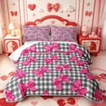thumbnail image 1 of Manfei Black Classic Checkered Twin Quilt Set,Chic Bow Tie Twin Coverlet Set,3 Pieces,1 Bedspread and 1 Pillowcase, 1 of 7