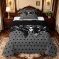 thumbnail image 1 of Manfei Black Geometric Dot Twin Comforter Sets,Ribbon Bowknot Bedding Set,Black Reversible,2-Piece,1 Comforter and 1 Pillowcase, 1 of 7