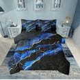thumbnail image 1 of Manfei Black Gold Blue 7 Pieces Bed in a Bag Twin Size, Watercolor Marble Bed Set, Abstract Stone Pattern Bed Sheets Setp with Comforter, Ultra Soft Bedroom Decoration, 1 of 8
