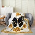 thumbnail image 1 of Manfei Black Gold Butterfly Throw Blanket for Couch 40x50, Dreamy Golden Blossoms Plush Blanket, Modern Aesthetic Flannel Throw, Microfiber Bedroom Decorative, 1 of 6
