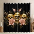 thumbnail image 1 of Manfei Black Gold Skeleton Teens Black Out Curtains, Vintage Countryside Floral Curtains Pack of 2 (42x63 Each), Hippie Butterfly Bedroom Curtains, Living Room Curtains Decor, 1 of 6