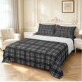 thumbnail image 1 of Manfei Black Gray Checkered King Sheets,Geometric Check Bedding,,4 Pieces,1 Flat Sheet,1 Fitted Sheet and 2 Pillowcases, 1 of 6