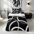 thumbnail image 1 of Manfei Black Gray Circle Twin Sheets, Aesthetic Minimalist Bedding, Black Reversible 3-Piece1 Flat Sheet + 1 Fitted Sheet + 1 Pillowcase, 1 of 6