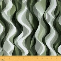 Manfei Black Gray Green Wave Lines Fabric by the Yard (1 Yard), Contemporary Abstract Decorative Fabric by the Yard, Geometric Stripes Sewing & Crafting Fabric