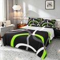 thumbnail image 1 of Manfei Black Green Circle Bed Sheets,Aesthetic Minimalist Fuul Size Sheets, Black Reversible 4 Pieces1 Flat Sheet + 1 Fitted Sheet + 2 Pillowcases, 1 of 6