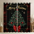 thumbnail image 1 of Manfei Black Green Xmas Tree Black Out Curtains, Fairy Tale Princess Bowknot Curtains Pack of 2 (42x63 Each), Happy New Year Bedroom Curtains, Window Curtains Bedroom Decor, 1 of 6