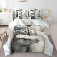 thumbnail image 1 of Manfei Black Grey Cat Teens Bedding Comforter Set 7-Piece, 3D Animal Lover King Bedding Sets, Cute Kitten Reversible Bed Sheets, Luxury Bedroom Decor, 1 of 7