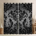 thumbnail image 1 of Manfei Black Grey Damask Black Out Curtains for Adult, Bohemian Flower Floral Curtains Pack of 2 (42x63 Each), Hippie Mandala Style Bedroom Curtains, Curtains and Drapes Decor, 1 of 6