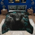 thumbnail image 1 of Manfei Black Highland Cow Bedding Comforter Set,Country Farmhouse Lodge Twin Comforter Sets,Blue Flower Floral Bedding Set For Adults,Super Cozy Room Decor Reversible,2 Pieces, 1 of 8