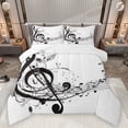 thumbnail image 1 of Homewish Black Musical Note Queen Comforter Set, Modern Pop Music Bedding Sets, Teens Kids Boys Girls Reversible Bedding Comforter Set, Luxury Bedroom Decor, 3pcs, 1 of 8