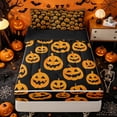 thumbnail image 1 of Manfei Black Orange Pumpkin Print Zipper Full Size Comforter Sets with Fitted Sheet and 2 Pillowcases for Kids, Spooky Halloween Zipper Bedding Set, Black Reversible, 4-Piece, 1 of 6
