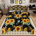 thumbnail image 1 of Manfei Black Orange Sunflower Full Size Comforter Sets for Women, Kawaii Butterfly Animal Bedding Comforter Set, Farmhouse Style Reversible Bedding Sets, Microfiber Bedroom Decor, 3 Pieces, 1 of 9