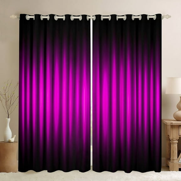 Manfei Black Pink Blackout Curtains Set of 2 (52x84 Each), Neon Gradient Stripe Window Curtains, Modern Abstract Geometric Curtains and Drapes, Luxury Bedroom Decor