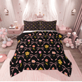 thumbnail image 1 of Manfei Black Pink Bowknot Queen Comforter Set for Teens, Rustic Farmhouse Floral Bedding Sets, Kawaii Cartoon Reversible Bedding Comforter Set, Super Cozy Room Decor, 3 Pieces, 1 of 9