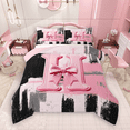 thumbnail image 1 of Manfei Black Pink Ombre Bedding Comforter Set 2pcs for Girls, Bow Knot Monogrammed Twin Comforter Sets, Personalized Letter H Bedding Set, Microfiber Bedroom Decor, 1 of 8