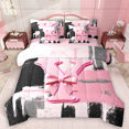thumbnail image 1 of Manfei Black Pink Ombre Bedding Comforter Set 7 Pieces for Girls, Bow Knot Monogrammed Queen Bedding Sets, Personalized Letter Y Queen Sheet Sets, Super Cozy Room Decor, 1 of 8