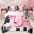 thumbnail image 1 of Manfei Black Pink Ombre Twin Bedding Sets 7pcs for Girls, Bow Knot Monogrammed Bedding Comforter Set, Personalized Letter U Sheet Sets, Breathable Home Decor, 1 of 8