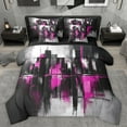 thumbnail image 1 of Manfei Black Pink Watercolor Bedding Comforter Set 7 Pieces for Adult, Modern Artwork Full Bedding Set, Chic Abstract Ombre Reversible Fitted Sheet Flat Sheet, Microfiber Bedroom Decor, 1 of 7