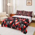 thumbnail image 1 of Manfei Black Red Bed Sheets, Gradient Wave Striped Fuul Size Sheets, Black Reversible 4pcs1 Flat Sheet + 1 Fitted Sheet + 2 Pillowcases, 1 of 6