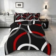 thumbnail image 1 of Manfei Black Red Circle Queen Comforter Set,Aesthetic Minimalist Comforter Sets Queen, Black Reversible 3-Piece, 1 Comforter and 2 Pillowcases, 1 of 6